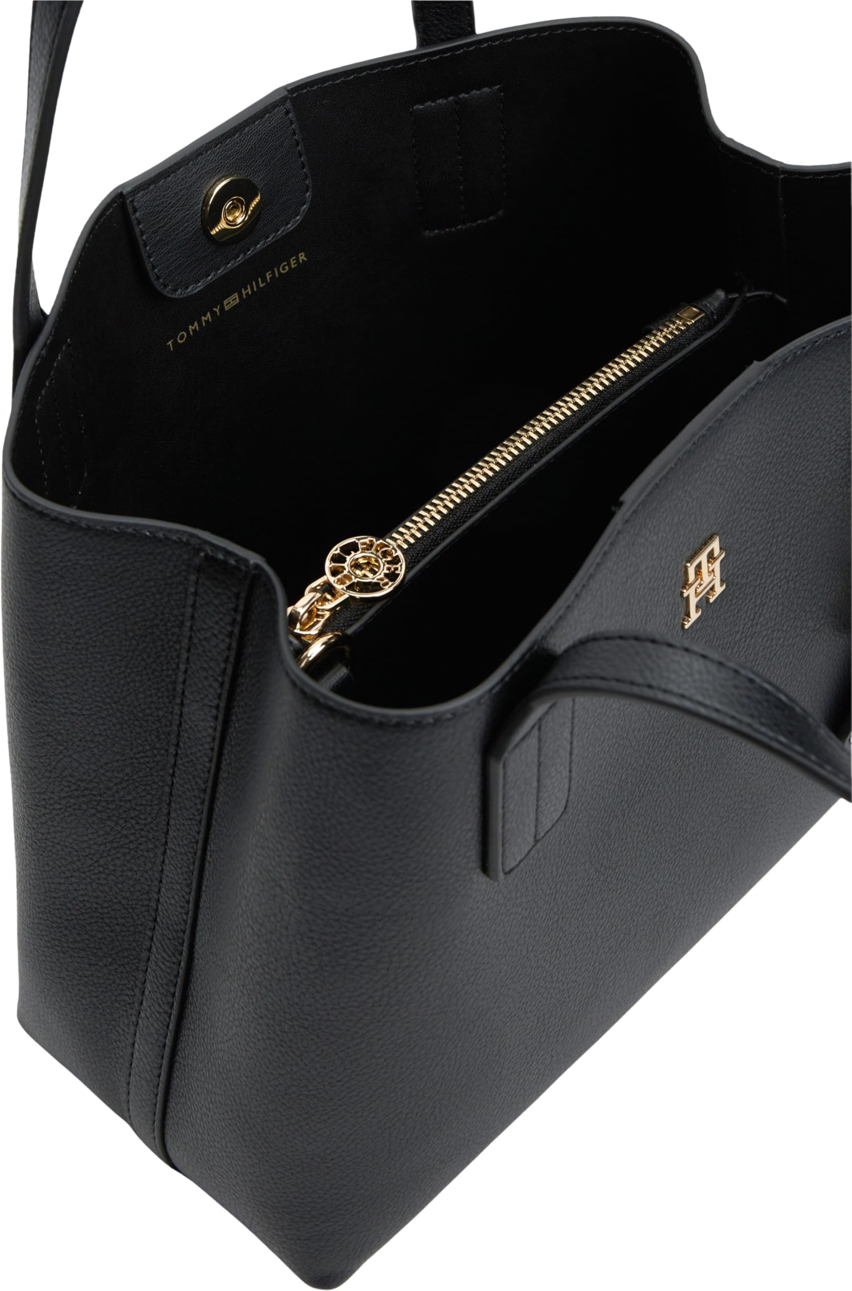 Tommy Hilfiger Damen Th Icon Mini Satchel AW0AW18722 Umhängetasche, Schwarz, Einheitsgröße 5