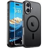 SUPFINE Magnetic for iPhone 17 Case Black With Screen Protector | Translucent Matte Phone Cover, Compatible with MagSafe, Military Grade Drop Proof, Rugged Shockproof Protective