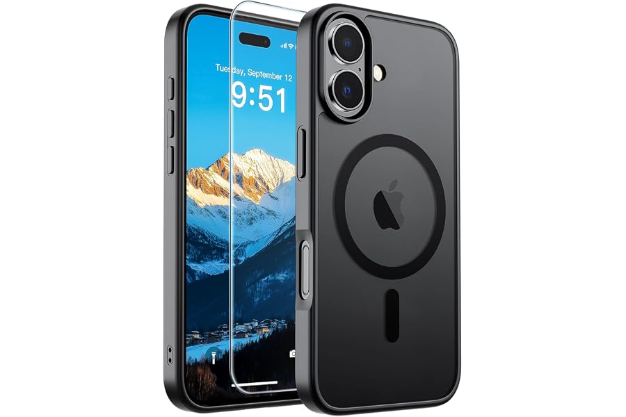 SUPFINE Magnetic for iPhone 17 Case with Screen Protector (Compatible with MagSafe)(Military Grade Drop Protection) Transluce