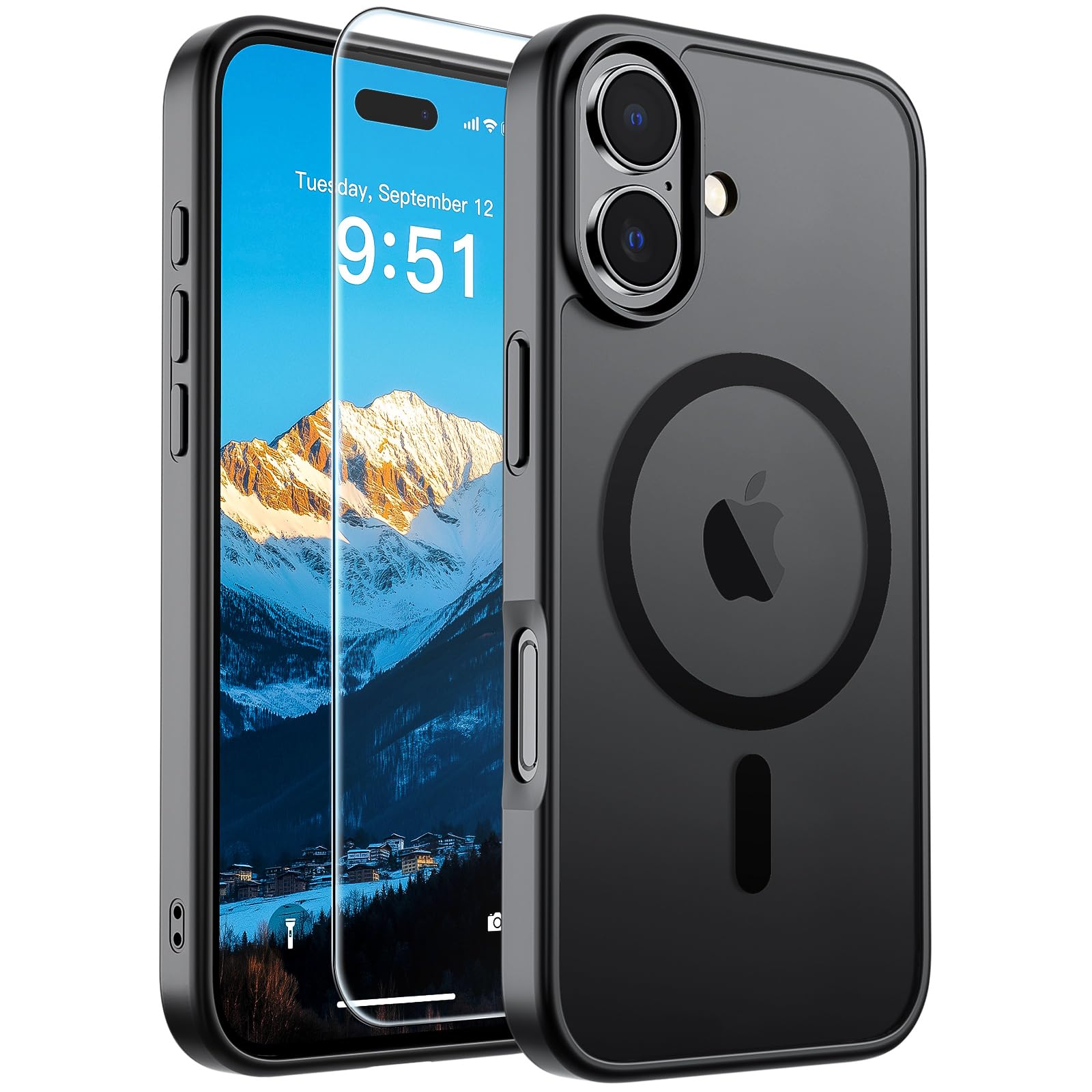 SUPFINE Magnetic for iPhone 17 Case Black with Screen Protector