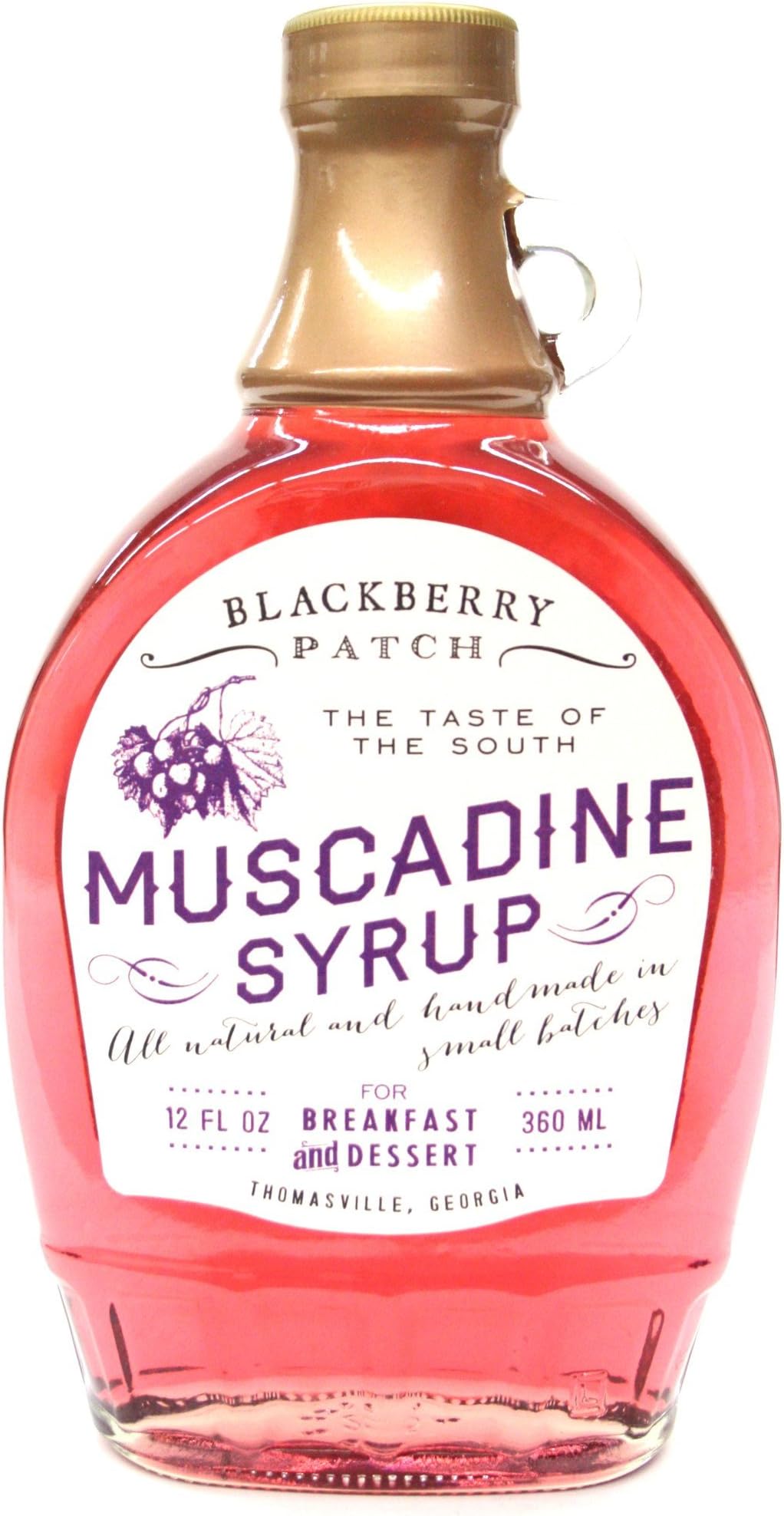 Blackberry Patch Muscadine Syrup Syrups 12 oz Bottle โ Small Batch & Handmade in Georgia, Perfect on Pancakes, Waffles & French Toast, Great Dessert Topping