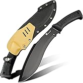 HX Outdoors 14 Inch Bush Machete Kukri Knife, Premium D2 Steel Full Tang Gardening Machete Knife with Kydex Sheath for Outdoor, Camping, Clearing Brush (Black)