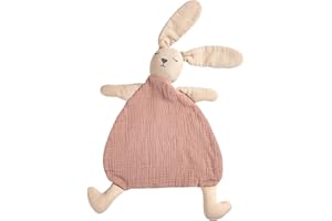 lulumoon Muslin Bunny Lovey for Babies: Skin-Friendly Security Blanket for Self-Soothe - Newborn Gift for Baby Shower