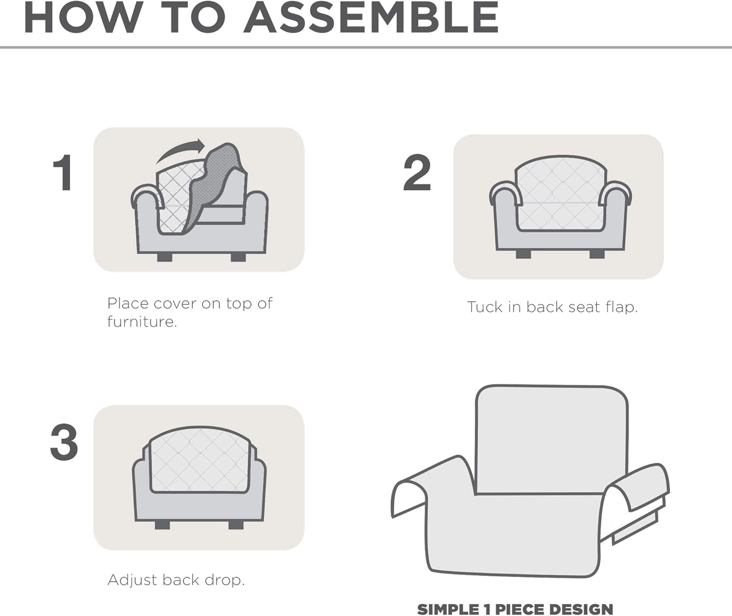 SureFit Microfiber Sofa Pet Throw/Slipcover with Arms, Dark Gray: Kitchen & Dining