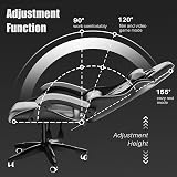 bigzzia Ergonomic Gaming Chair White with Lumbar & Headrest Cushions view 7