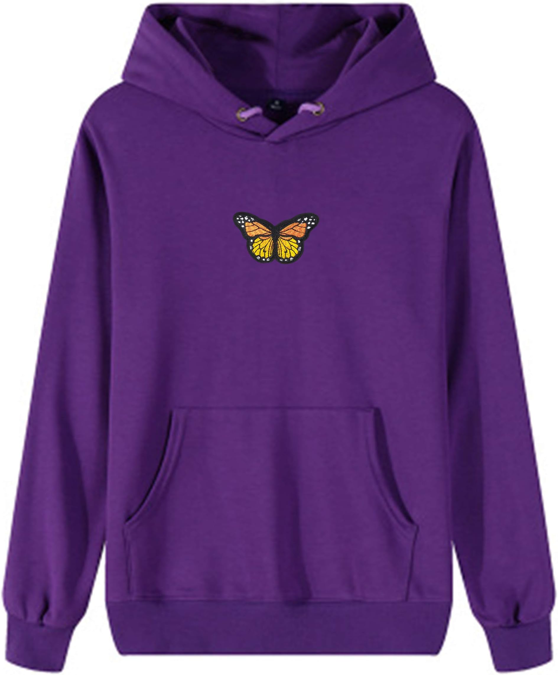 MISSACTIVER Women's Butterfly Patchwork Pocket Casual Pullover Hooded Sweatshirt