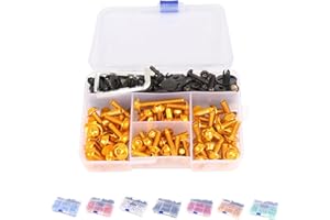BAIONE Universal Fairing Bolt Kit 195 PCS M5 M6 Motorcycle Windscreen Screws Fasteners Accessories Replacement for Yamaha Honda Kawasaki Suzuki BMW Sportbike Mounting Kits Washers Nuts Screws Clips