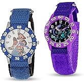 Disney 2-Pack Watch Set for Kids Ages 4–7 – Featuring Luca and Raya Dial Designs – Blue and White Bezels with Nylon and Silicone Straps – Gift for Boys – GET 2 Mystery Bonus Watches