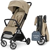 Inglesina Quid&sup3; Travel Stroller with One-Hand Fold, 0&ndash;55 lbs | Lunar Beige | Reclining seat with UPF 50+ canopy, leg rest for everyday travel