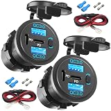 2PCS,Dual PD USB C Ports & Dual USB Quick Charge 3.0 Ports 12V USB Outlet with Switch, VANONE Waterproof and Dustproof Car Charger Socket, Accessories for Car Boat Marine Motorcycle RV ATV Golf Cart