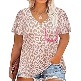RITERA Plus Size Top For Women Casual Summer Shirt V Neck Tunic Basic Short Sleeve Tees With Pockets