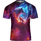 VNBNT Wolf Shirts for Men Women Graphic T-Shirt with 3D Design Novelty T-Shirt Howling Wolves T Shirt Three Wolf Moon Shirt