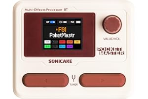 SONICAKE Pocket Master Guitar Bass Amp Modeling IR Cabinets Simulation Multi-Effects with Stereo OTG USB Audio Interface BT A