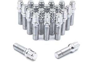 Wheel Accessories Parts 20 Pcs M12 x 1.5 12 x 1.5 Thread Acorn Seat Lug Bolt Chrome Finish 40mm Shank Length Dual Hex Key 17m