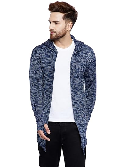 blue hooded cardigan