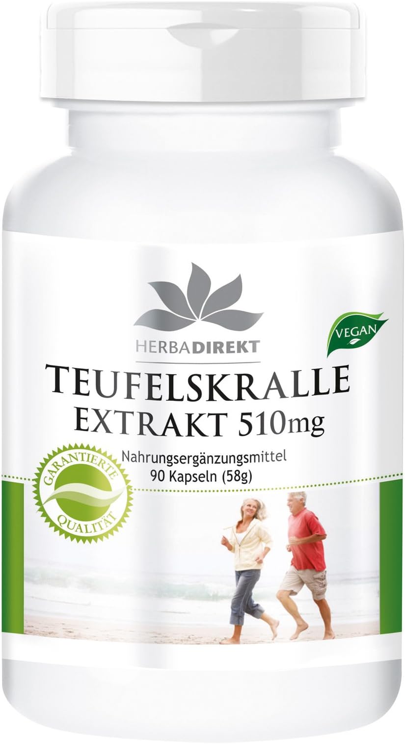 Devil’s Claw Extract 510mg, Vegan, 1.2% harpagosides, 90 Capsules | HERBADIREKT by Warnke Vitalstoffe - German Pharmacy Quality