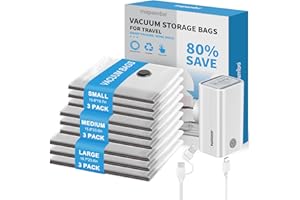 Mapambo 9 Pack Vacuum Seal Bags for Clothing Travel with Two Types of Adapter Ports