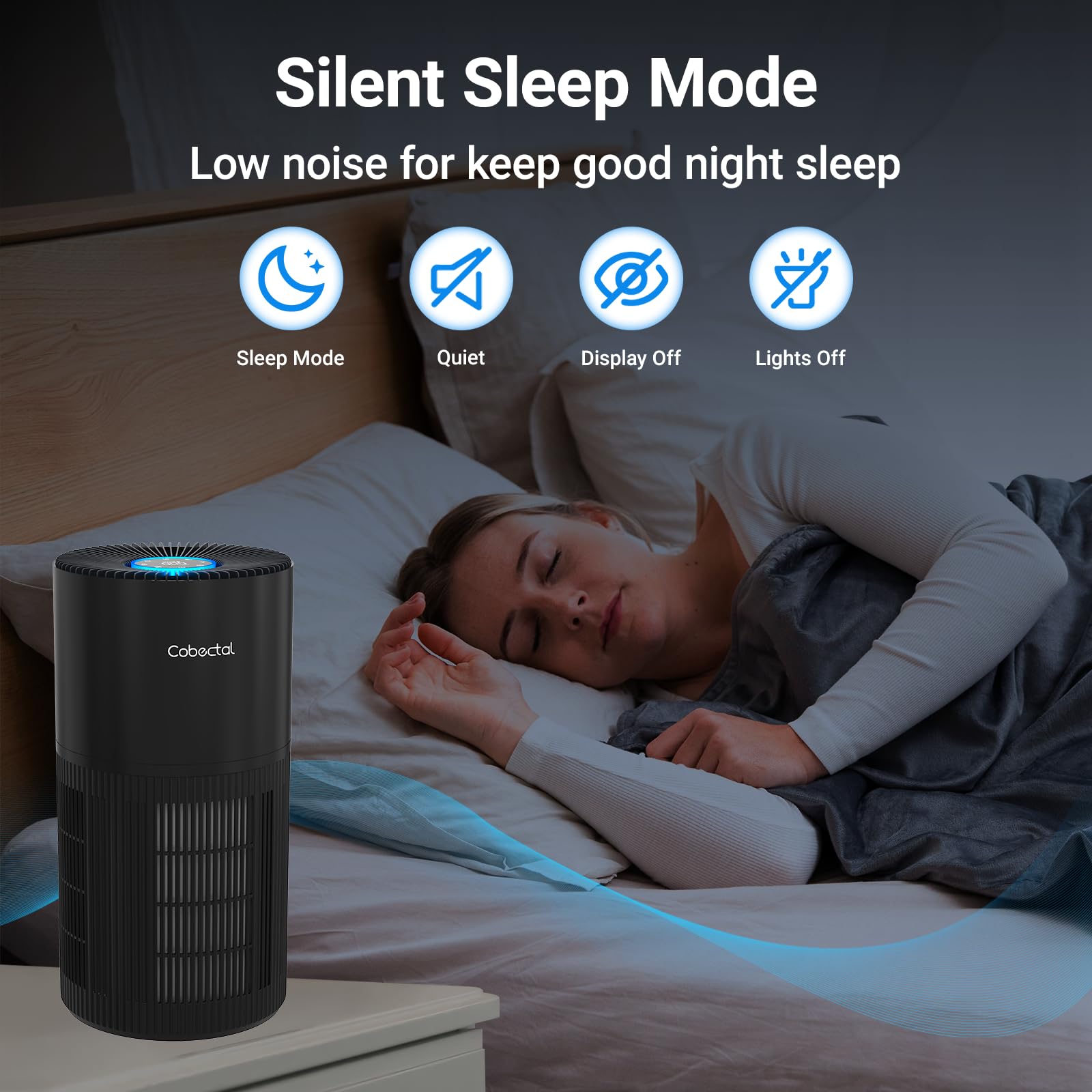 Air Purifiers for Home Large Rooms, Cobectal Air Cleaner with H14 True HEPA 3-in-1 Filter Covers up to 1650ft², Air Quality Sensor, Aroma Function & Sleep Mode, Pet Air Purifier, Black