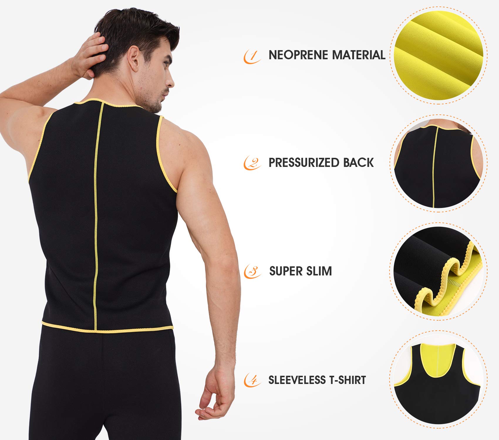 Gowhods Sauna Sweat Vest for Men - Burn Fat Fast, Better Shaping, Quickly Absorb Sweat, Professional Gym Clothing for Running,Lifting,Crossfit Workouts - XL