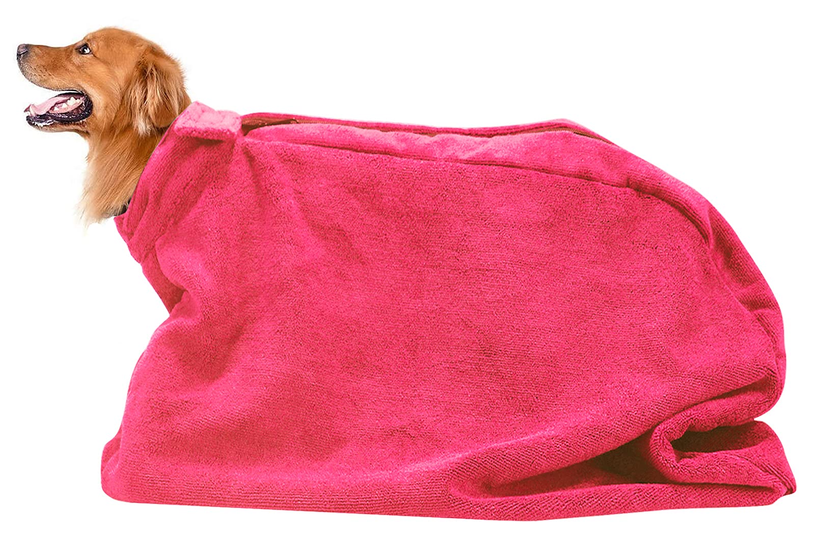Morezi Dog Bathrobe Towel, Dry Fast Dog Bag, Microfibre Fast Drying Super Absorbent Pet Dog Cat Bath Robe Towel - Red - Small