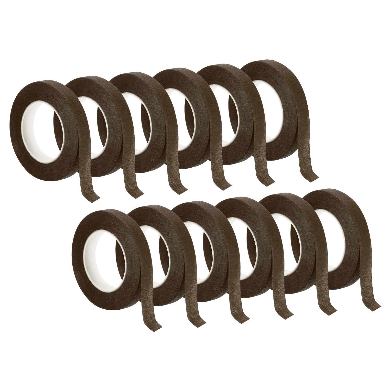 PATIKIL 30 Yard Floral Tapes, 12 Roll Florist Tape Crepe Paper Flowers Bouquets Tapes Waterproof for Bouquet Stem Wrapping, Dark Brown (27 Meters)