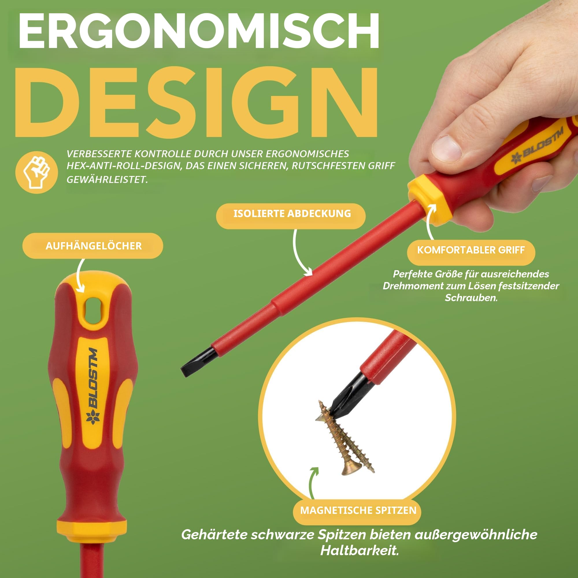 BLOSTM Isoliertes Schraubendreher-Set - 8-teiliges 4