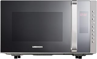 MEDION 3-in-1 Mikrowelle mit Grill und Heißluft Funktion, 800 Watt Leistung, 1200 Watt Obergrill-/Heißluftleistung, 23L, MD17495, silber