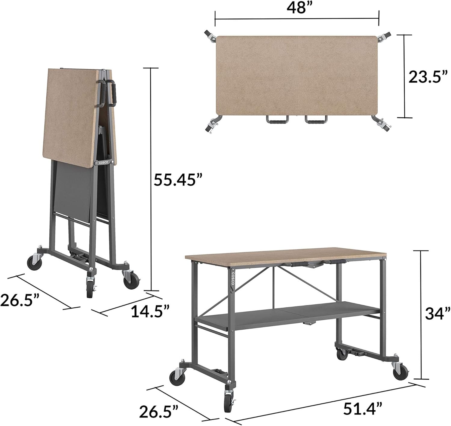 COSCO 66721DKG1E Folding Workbench and Table, Dark Gray - - 