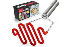 Zulay Kitchen Non-Scratch Potato Masher Kitchen Tool - Durable Stainless Steel Wrapped in Premium Silicone Mashed Potatoes Masher - Versatile Masher Hand Tool & Potato Smasher (Red)
