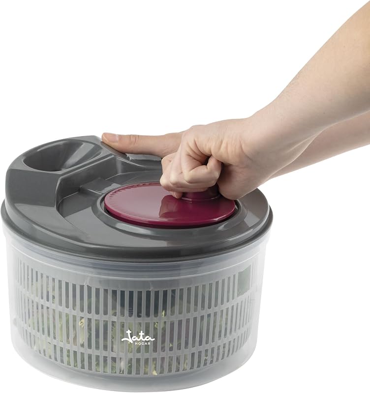 HOGAR HACC4554 - Centrifugadora de Ensalada 3L, Escurridor de Verduras Manual con Manivela, Secador de Lechuga, Sin BPA, Fácil Limpieza