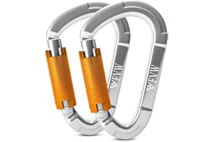 FVW Auto Locking Rock Climbing Carabiner Clips,UIAA Certified Professional 25KN (5620 lbs) Heavy Duty Caribeaners for Rappelling Swing Rescue & Gym etc, Large Carabiners, D-Shaped