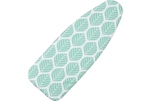 Seiritex Ironing Board Cover 18 x 49 inch Heat Reflective with Hook and Loop Fasteners, Thick Padding with Elasticized Edges, 3 Layers Iron Board Cover (Green Leaf)