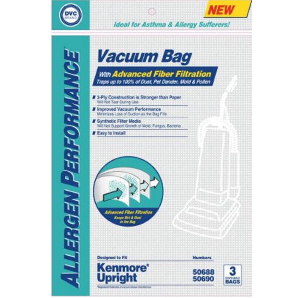 DVC Kenmore Upright Allergen Filtration Cloth Vacuum Cleaner Bags. Fits Style 50688 and 50690-3pk (1)