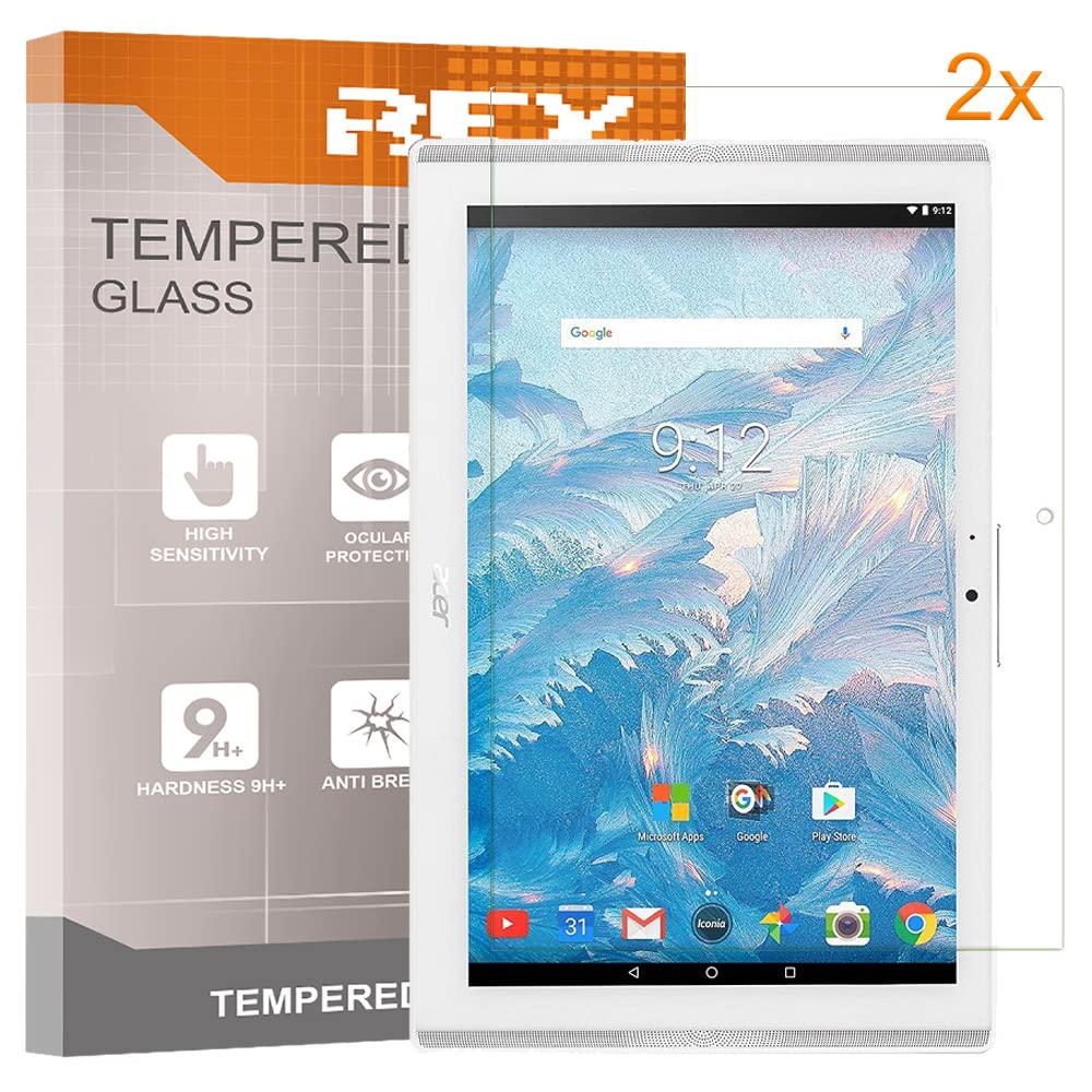REY Screen Protector for ACER ICONIA ONE 10 B3-A40 10.1", Tempered Glass Film, Premium quality, [Pack 2x]