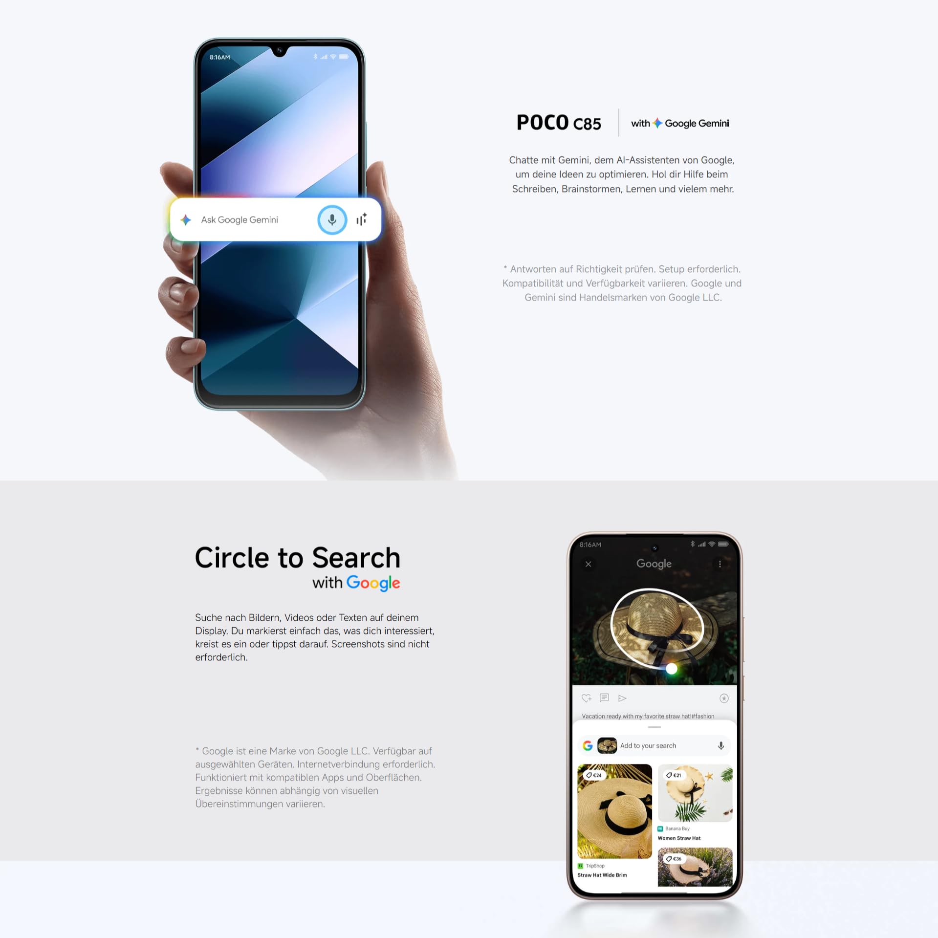 XIAOMI Poco C85, Smartphone 8+256GB, 6,9" 120Hz Display 7,99mm Design, MediaTek Helio G81-Ultra Octa-Core, 50MP AI-Zweifach-Kamera, 6000mAh, Black, Ladegerät Nicht im Lieferumfang enthalten 8