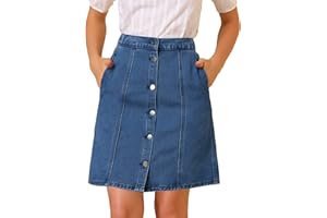 Allegra K Women's Denim Skirts 2024 Summer Casual A-Line Short Button Down Jean Skirt