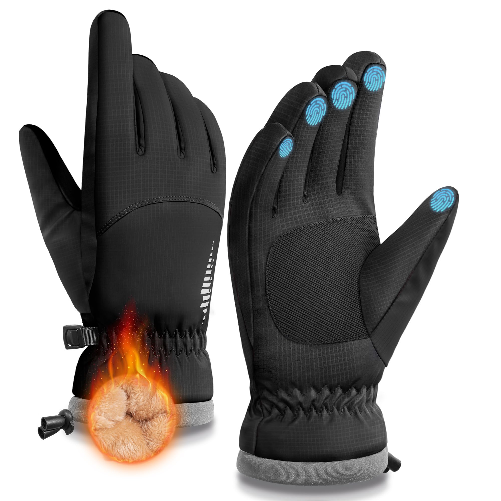 SIMARI Winter Waterproof Warm Gloves Women Men with Touchscreen Fingers, Ski Snow Windproof for Cold Weather Thermal, for Running Hiking Driving Cycling Outdoor Sports Daily Work