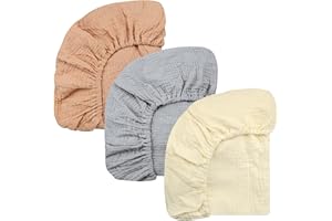 Hooyax Muslin Changing Pad Cover Unisex, Ultra Soft Diaper Changing Table Covers 3 Pack Breathable and Skin-Friendly Solid Color Muslin Baby Changing Mats Sheet for Boys & Girls, 32x16 inches