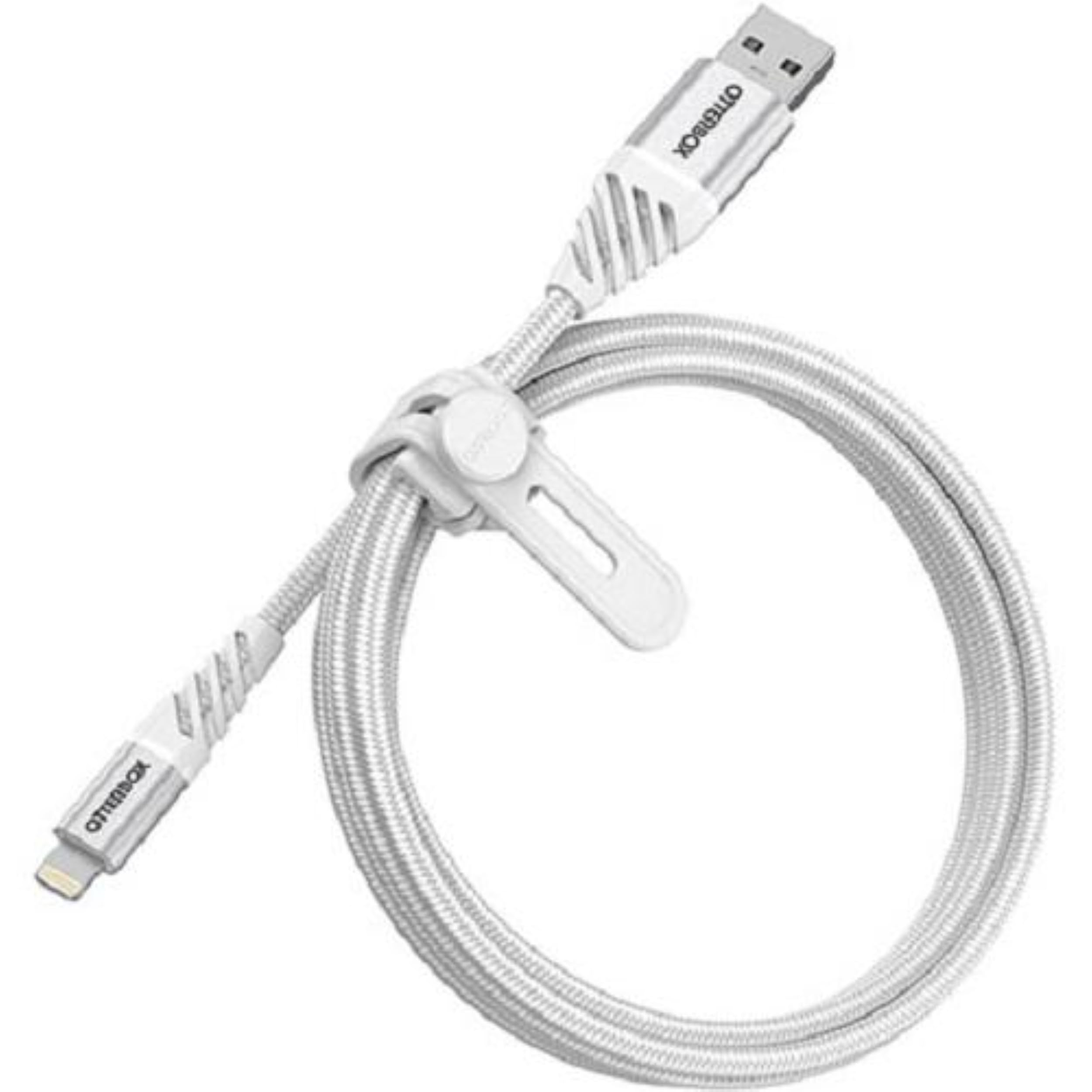 OtterBox Premium Reinforced Braided USB-A to Lightning Cable, MFi Certified, Charging Cable for iPhone and iPad, Ultra-Rugged, Bend and Flex Tested, 1M, White