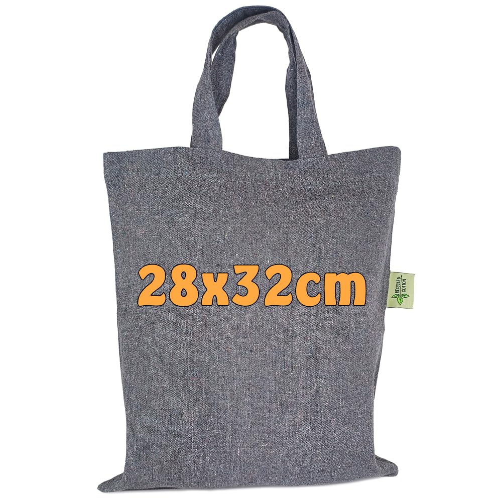 Cottonbagjoe Cotton bag for crafting and painting, made of recycled cotton, short handle, DIN A4, gift bag, jute bag, fabric bag, kindergarten, school, pack of 10