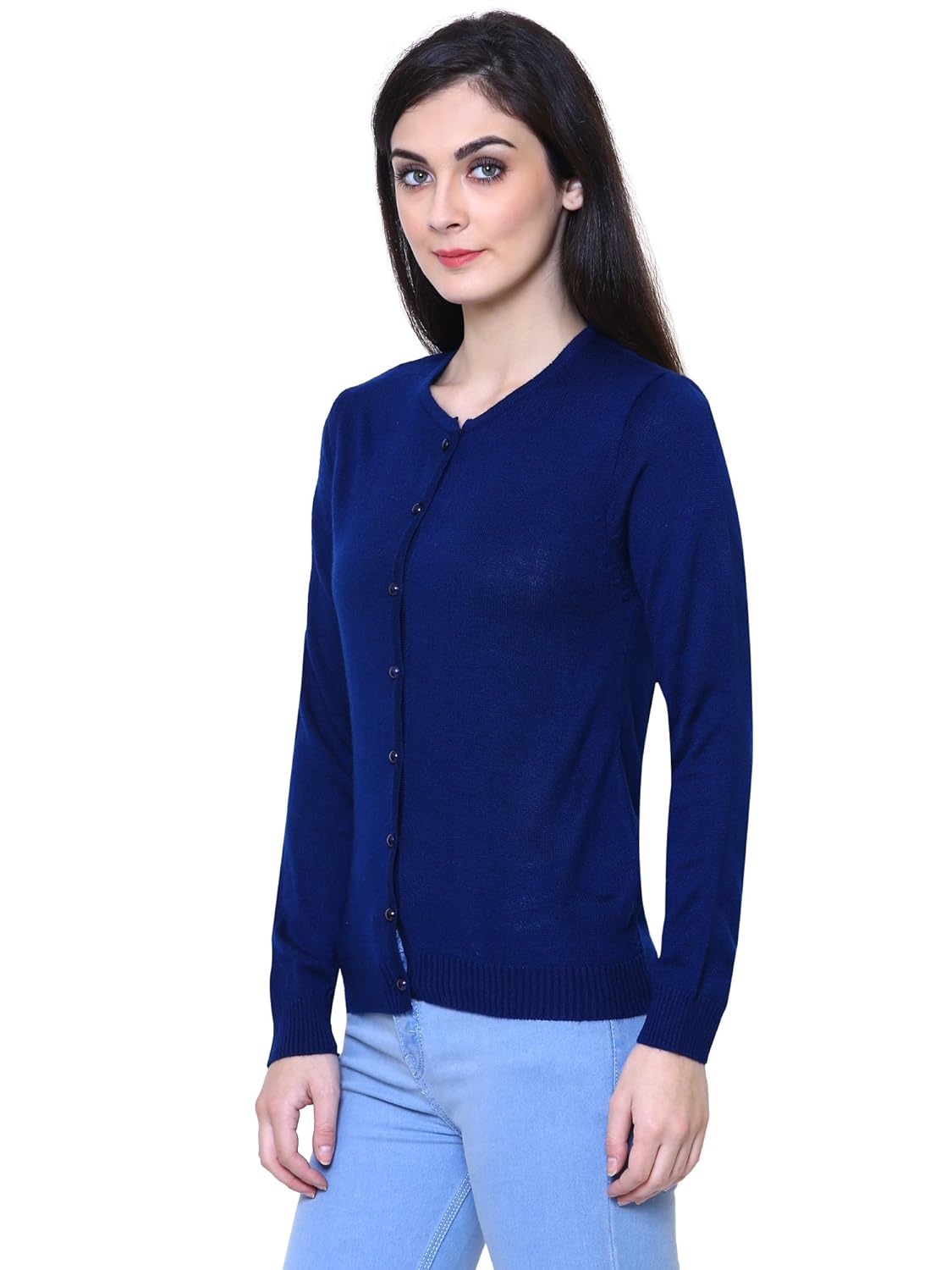 rebecca woollen blue buttoned cardigans