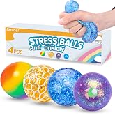 4 Pack Stress Balls, Squishy Balls, Squishy Fidget Stress Relief | Squeeze Ball for Adults Stress Relieve, Prize Box for Friends, Party Favors