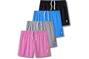 Liberty Pro 4 Pack: Girls Airy Mesh Active Athletic Sport Shorts, Youth Running Performance Clothes with Pockets