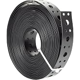 Metal Strap 1-Inch x 33FT 0.6mm Thickness for Pipe Support Pipe Hanger Strap Metal Strapping with Holes Black