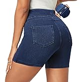 IUGA Stretchy Jean Shorts for Women High Waisted Pull On Jorts with Pockets Denim Shorts Women Summer Casual Shorts 2025