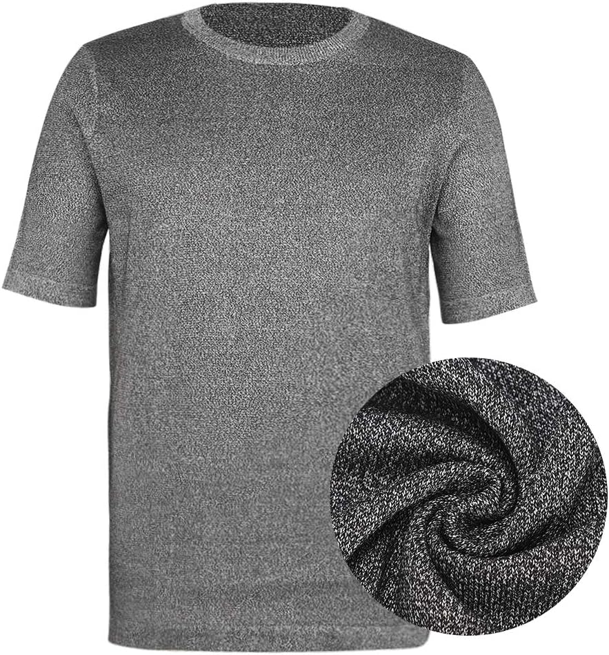 Cut Resistant Clothing Cut-proof Clothes Stab Proof T-shirt Safety Protection Round Neck Safety Top Level 5 Protective T-shirt for Workers in Metal Manufacturing Wood Processing Glass Cutting(L) - - 