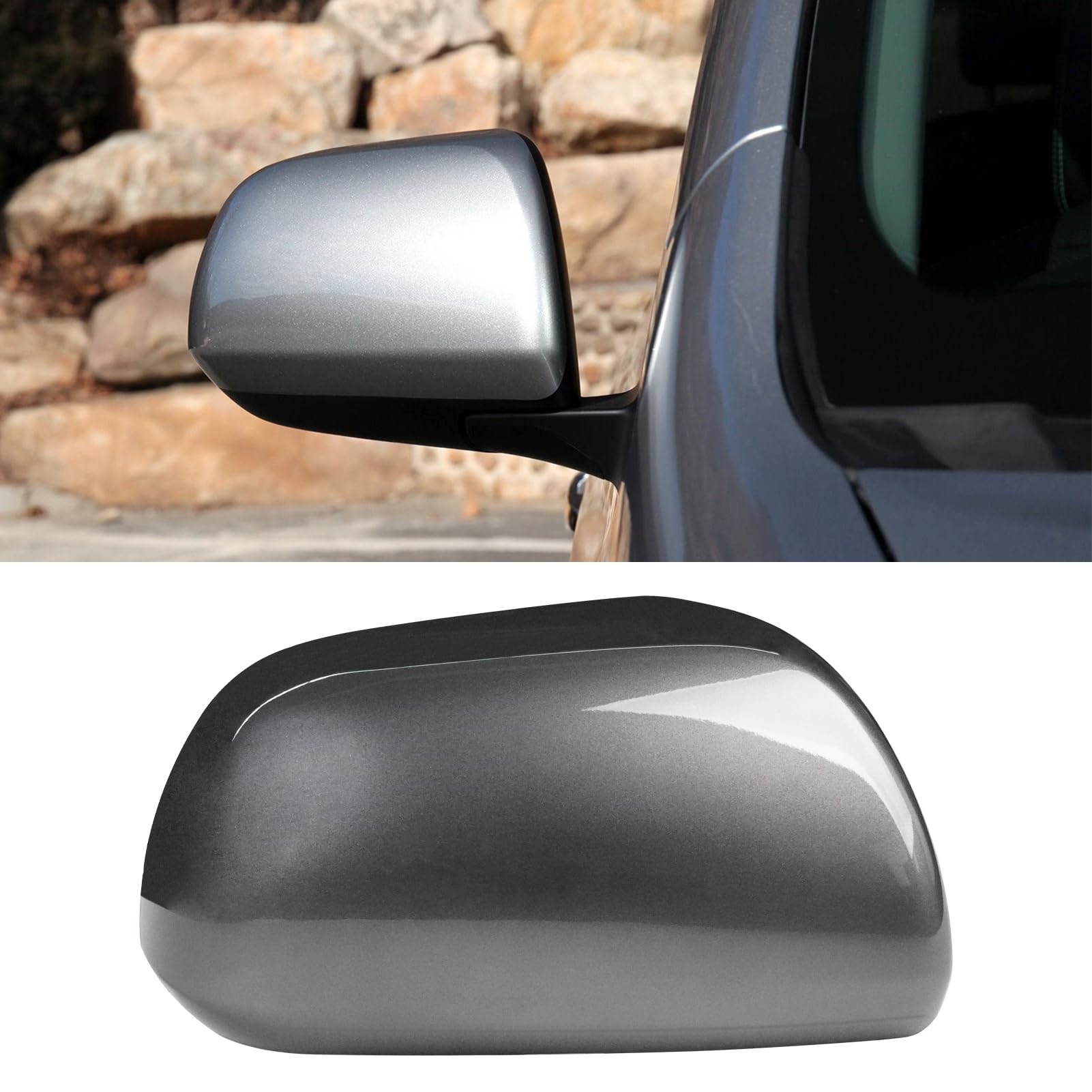 Photo 1 of Moonlinks Compatible with Toyota Sienna 2012 2013 2014 2015 2016 2017 2018 2019 2020 Right Passenger Side Mirror Cover Replacement, Gray Right Side Clip-on Mirror Cap Replaces for 87915-08021-B1
