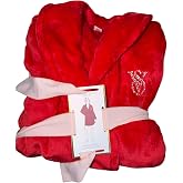 Victoria's Secret Signature Short Cozy Plush Robe Red Belted Wrap with Rhinestone VS Logo New
