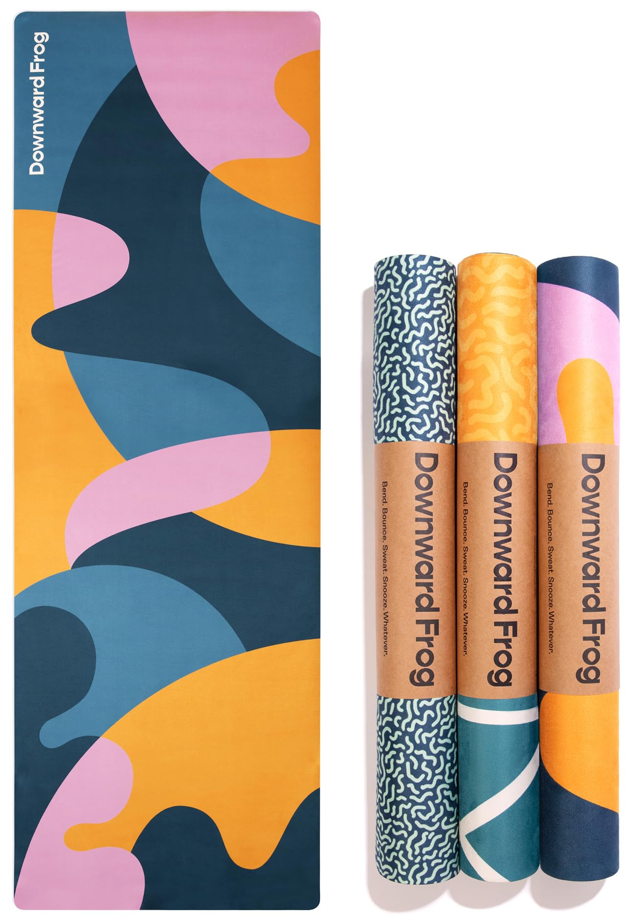 Downward Frog Thick Eco Printed Yoga Mat & Pilates Mat for Women. Colourful Patterned Hot Yoga Mat – Natural Rubber, Cushioned, Heavy Duty, Studio Quality, Premium Pilates Mat for Bikram –Splobby 4mm