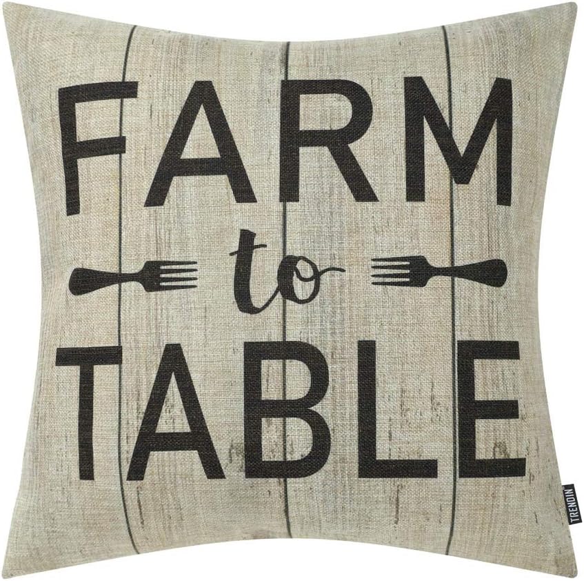 TRENDIN 18" X 18" Vintage Farmhouse Farm to Table Linen Cushion Cover Sofa Throw Pillow Case PL264TR